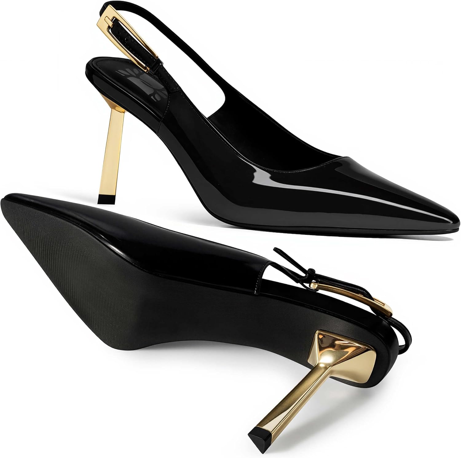 heelchic Slingback Heels for Women Kitten Heel Pointed Toe Heels Closed Toe Pumps Stiletto Dress Shoes Buckle - Image 5