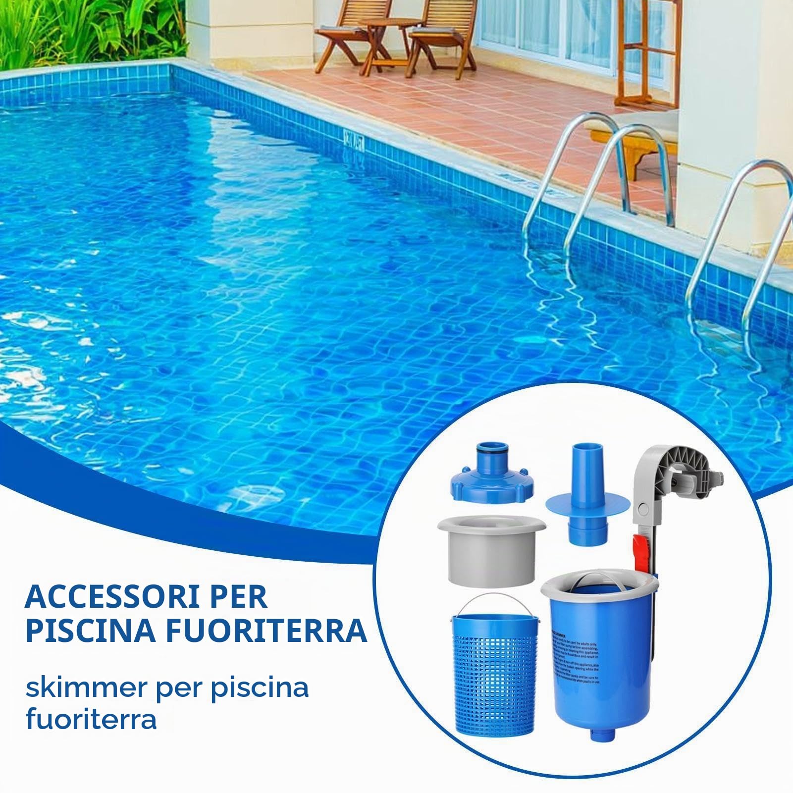 Kit Skimmer Piscina Fuori Terra | Pulizia Automatica,Skimmer Automatico Piscina Fuori Terra - Estate Utilizzo Quotidiano Galleggiante Alta Resistenza Casa Hotel Appartamento Giardino Cortile Retro