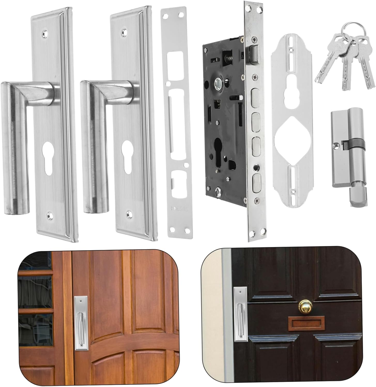 Gadpiparty Door Knobs Interior Stainless Steel Handle Lock Storm Door Lock Set Modern Design Easy Installation Part
