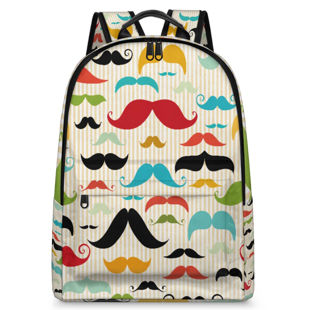 bisibuy 16 Inch Happy Father's Day Mustache Travel Laptop Backpack Waterproofing with Adjustable Shoulder Strap Full Print Bookbag Shoulder Bag for