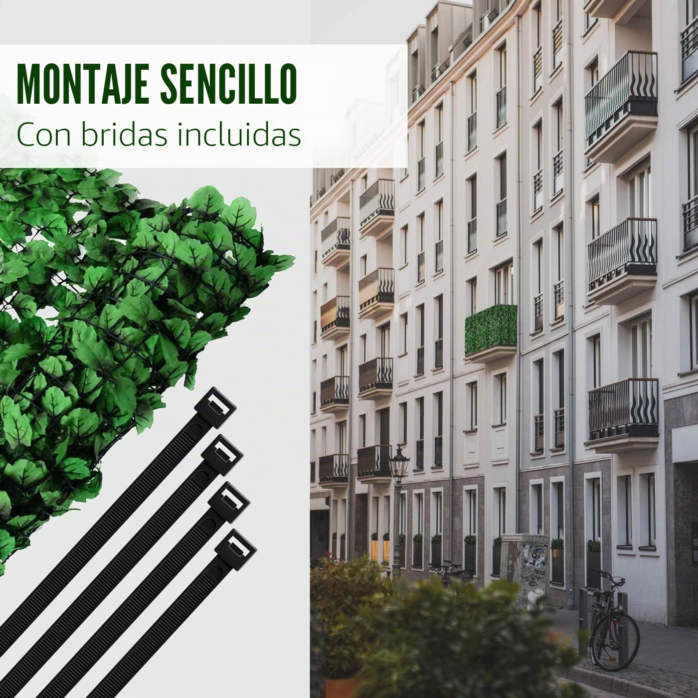 Mendler MA-Trading – Wind – Revestimiento para balcón Terraza Valla ~ Hojas Oscuro 300 x 100 cm