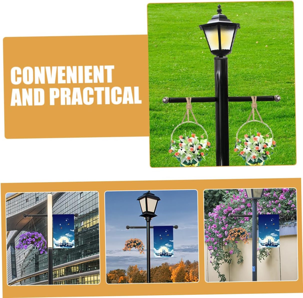 3pcs Light Pole Cross Arm Bracket Lamp Post Solar Post Lights Outdoor Garden Accessory