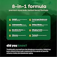 Vista 4 de Anuva Pure Shilajit Ultra Himalayan Shilajit Cápsulas 15,250 mg, Orgánico, Ashwagandha, Ginseng, Cordyceps, 60 cápsulas vegetarianas, para hombres