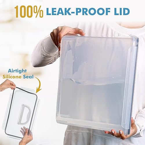 Miniatura 4 de Shazo 2 recipientes de almacenamiento de harina y azúcar con asa de fácil transporte, recipientes de plástico extra grandes para almacenamiento de