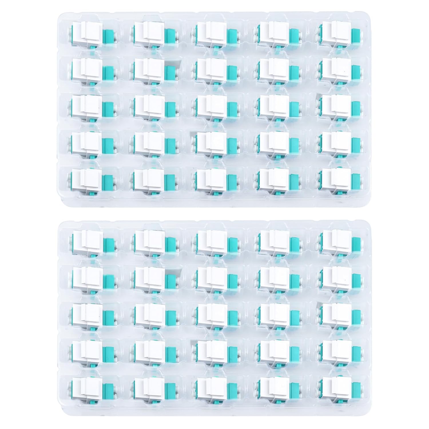 50-Pack LC/OM3 Fiber Optic Coupler Keystone Jack Modular for Patch Panels and Wall Plates Fiber Optic Cable Adapter LC Duplex Multimode