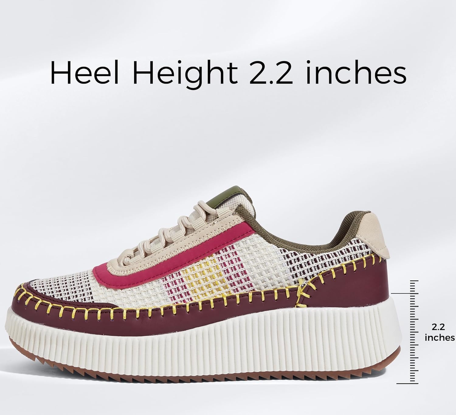 LUCKY STEP Women's Platform Sneakers Rhinestone Fashion Chunky Casual Sparkly Retro Braided Walking Shoes - Image 4