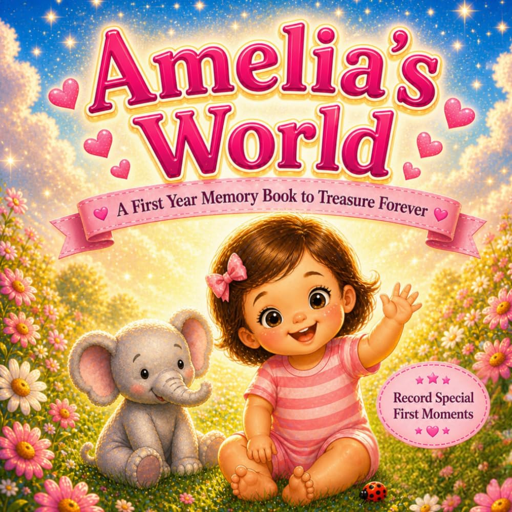 Amelia’s World: A Personalized Baby Milestone Book: A Sweet Keepsake Gift for Baby Girls Named Amelia – First Smiles, First Steps, and Special Moments ... Hearts Personalized Name Series (Amelia))