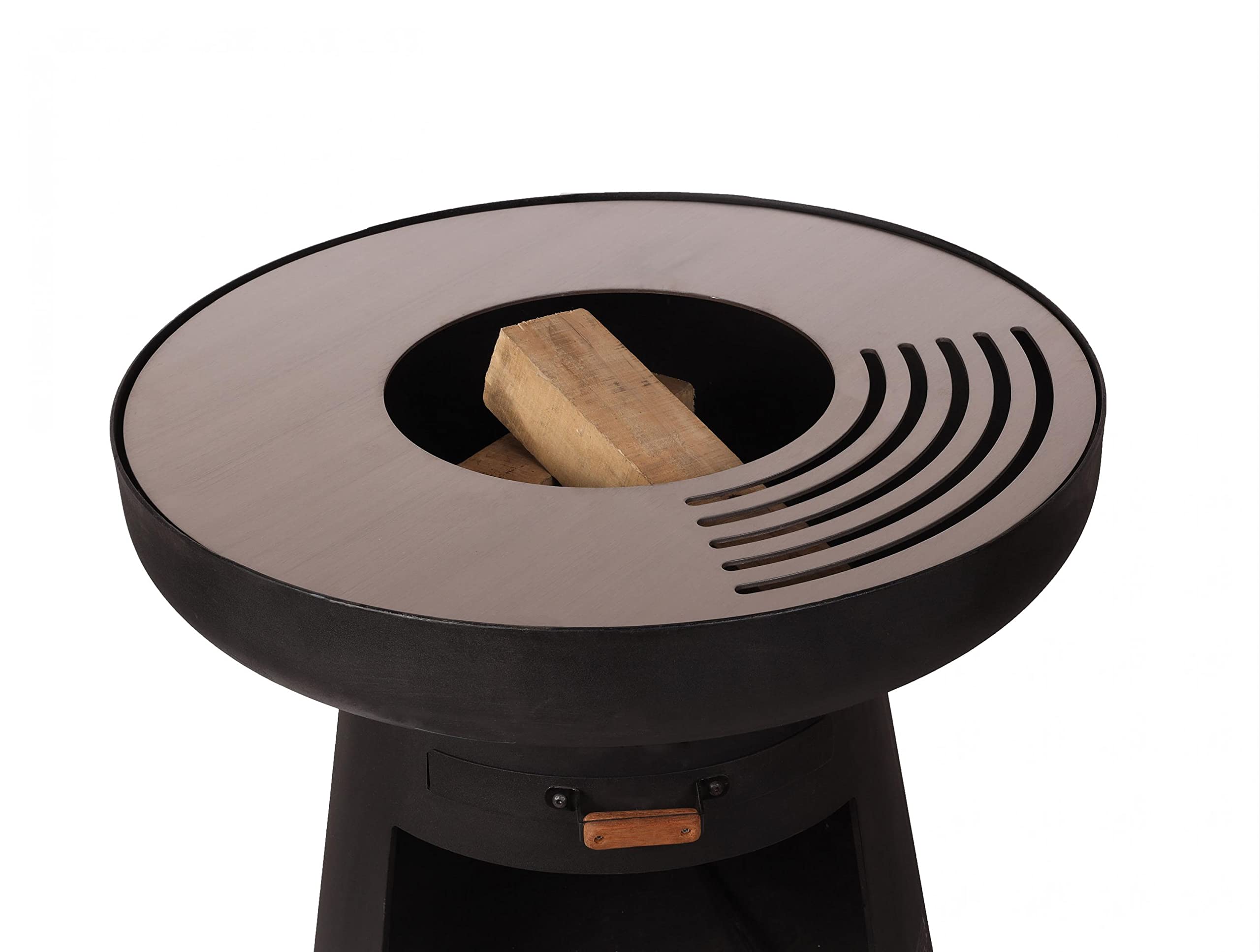 PUR LINE | Barbecue en acier avec grille en acier inoxydable et fonction brasero – Barbecue diamètre 60 cm, comprend couvercle étanche, tiroir cendrier et espace pour le bois de chauffage