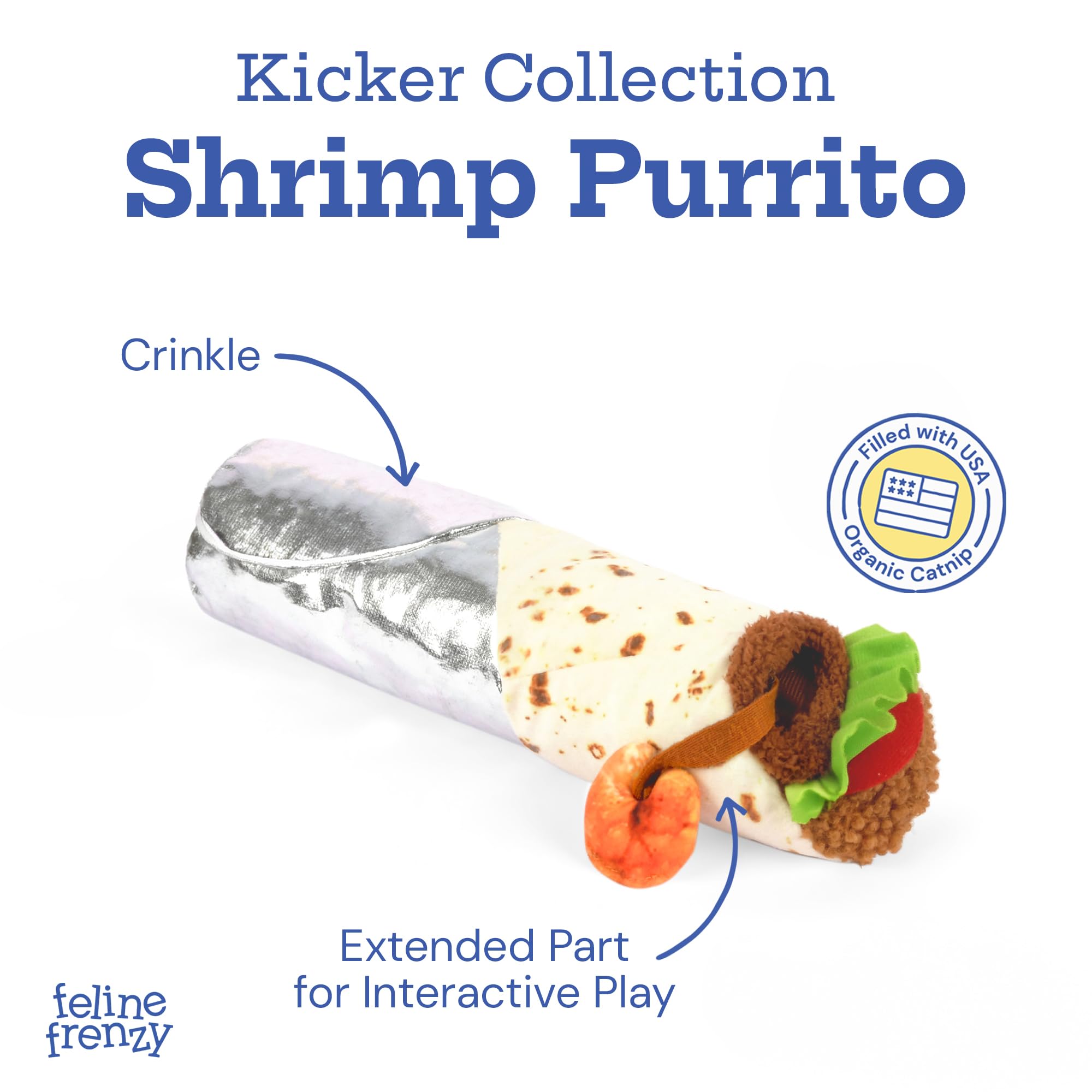 P.L.A.Y zabawka dla kotów_Feline Frenzy Kicker zabawka - krewetka burrito_M