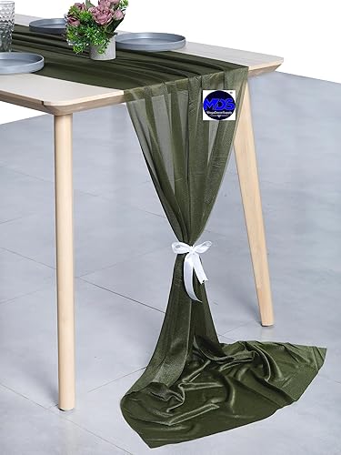 Miniatura 3 de MDS - Paquete de 1 camino de mesa de gasa de 14 pies de 29 x 170 pulgadas, camino de mesa romántico rústico para decoración de bodas, fiestas de