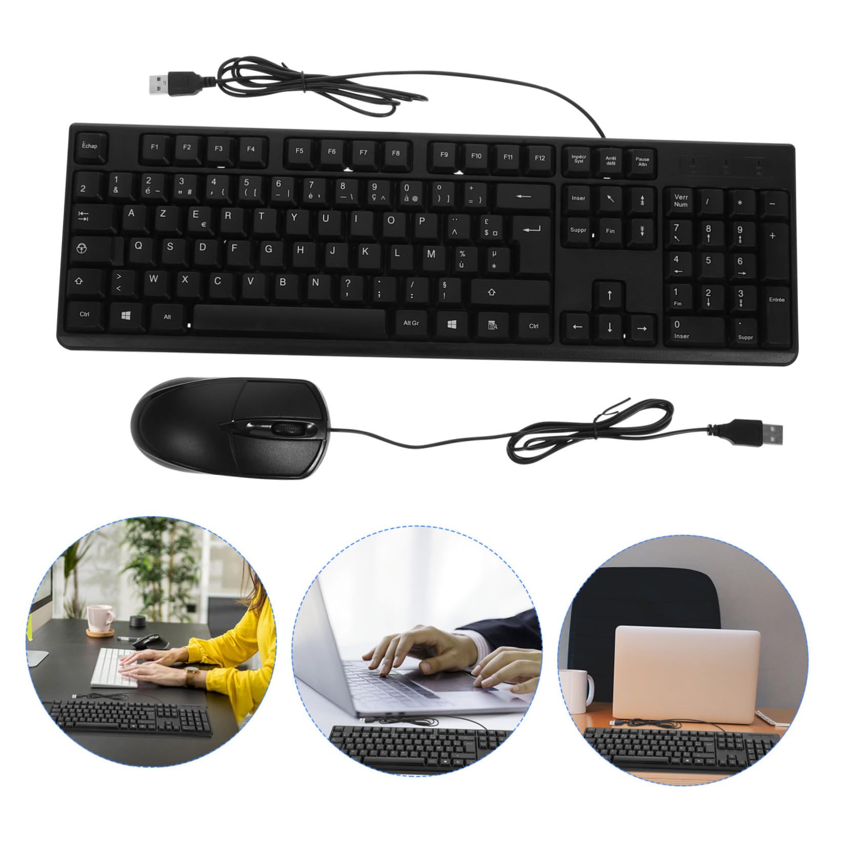 Gatuida Tastiera e Mouse Cablati Tastierino Numerico Abs 104 Tasti Nero per PC e Laptop Cavo USB e Massima Comfort