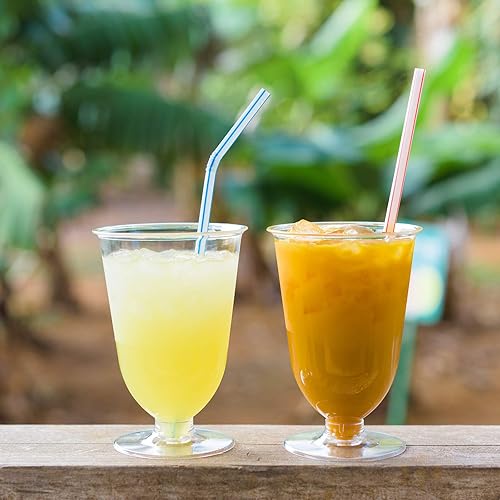 Miniatura 7 de ALINK Paquete de 200 popotes flexibles a rayas, de plástico multicolor, desechables, flexibles, 7.75 x 0.23 pulgadas