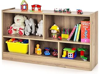 GLACER Kids Toy Storage Organizer, 5-Cube Storage Cabinet for Kids Toys, Books, Wooden Bookshelf for Kids Room, Nursery, Kindergarten (Natural)