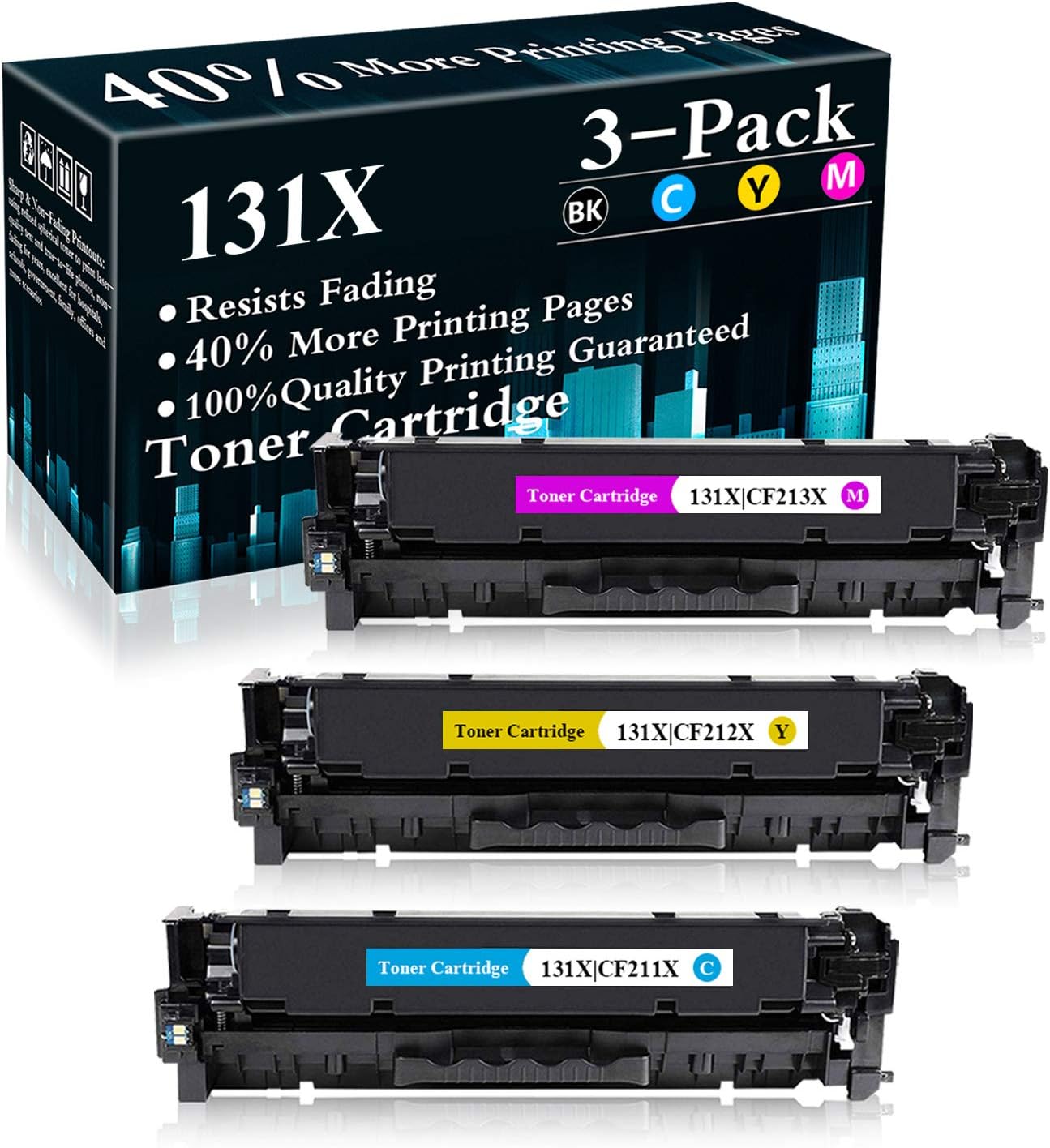 3 Pack (C/M/Y) 131X | CF211X CF212X CF213X Remanufactured Toner Cartridge Replacement for HP Color Laserjet Pro M251n(CF146A) M251nw(CF147A) M276n(CF144A) M276nw(CF145A) Printer,Sold by TopInk