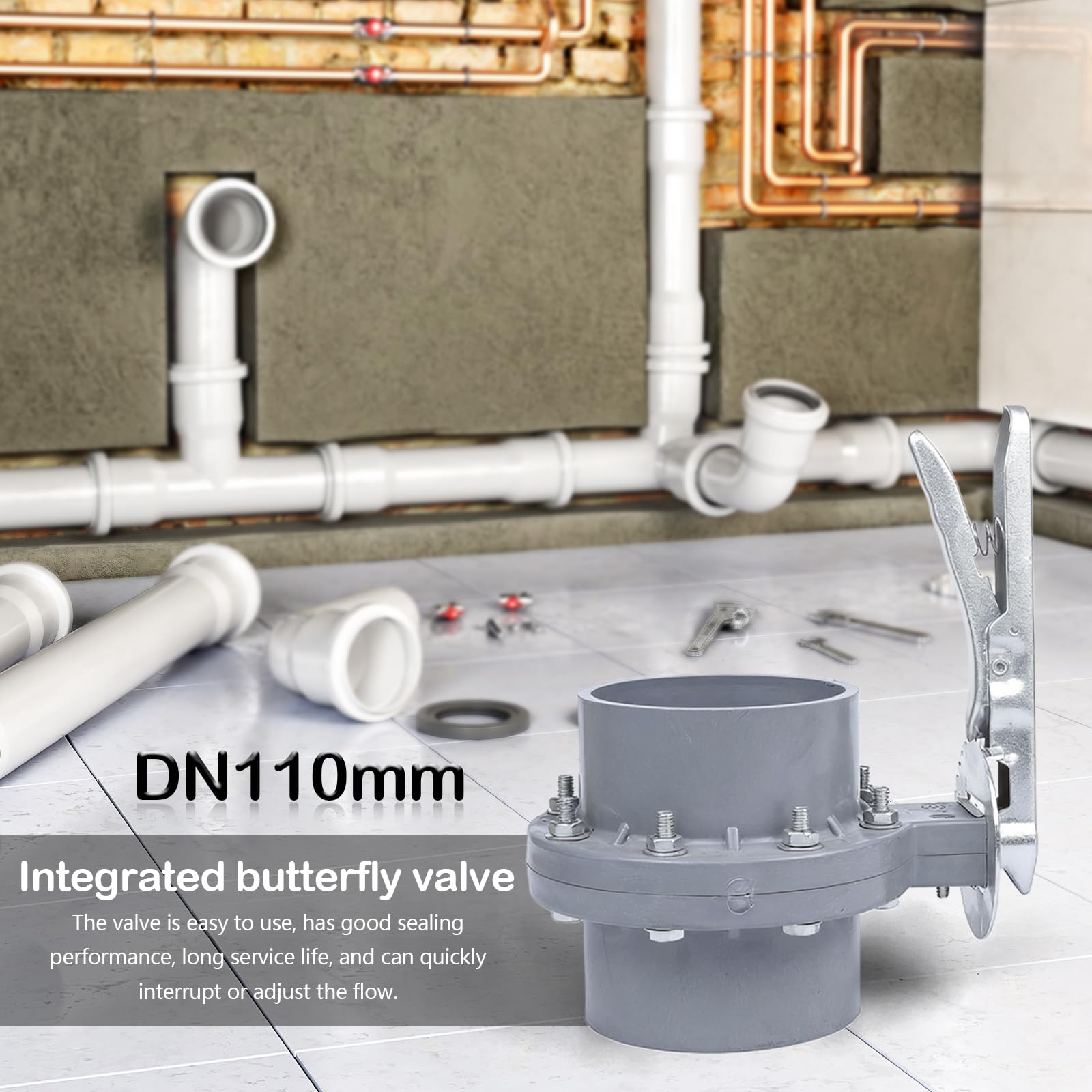 Valvola A Farfalla, DN 110 Mm In Pvc Tipo Wafer Con Maniglia In Metallo Zincato Ideale Per Impianti Di Irrigazione Orticoltura Serre Piscine E Sistemi Di Acque Reflue Valvole A Farfalla