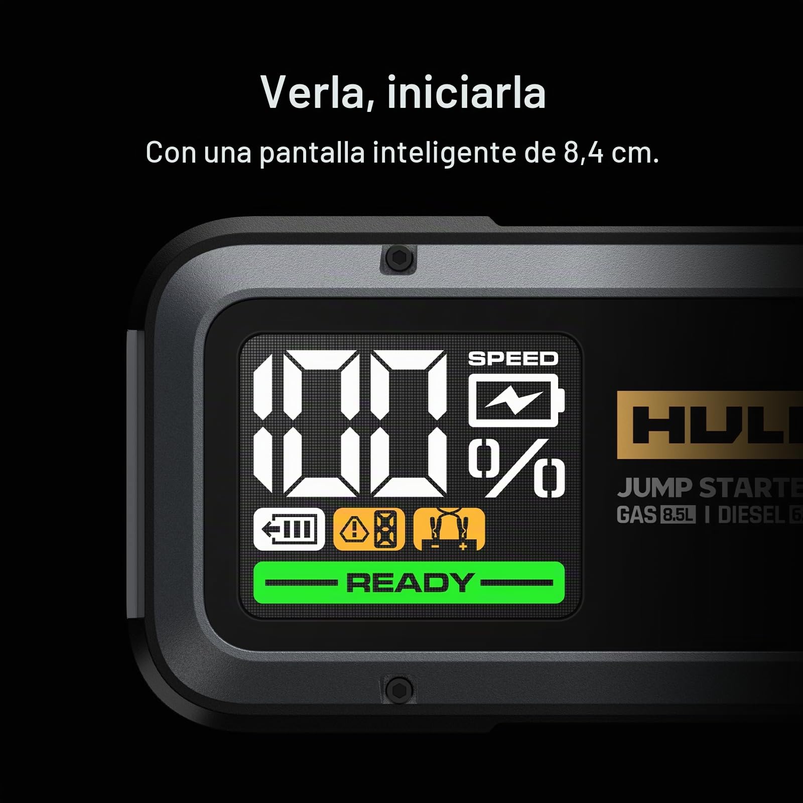 HULKMAN Alpha85 Arrancador de Coches 20000mAh 2000A Arrancador de Baterías de Coche (para 8,5L de Gasolina o 6,0L de Diésel) con Linterna LED de Emergencia Impermeable 65W Carga Rápida