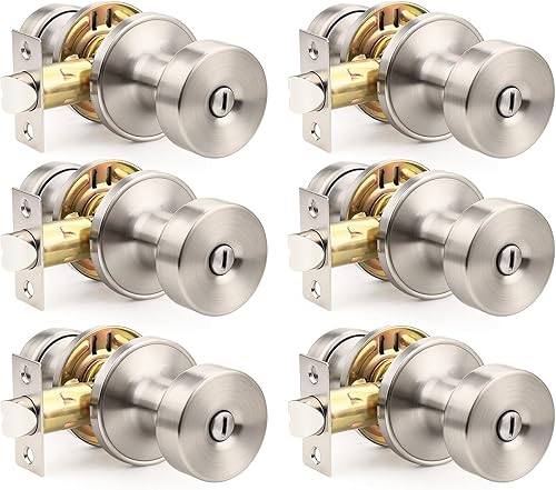 Miniatura 20 de Orger Paquete de 1 pomo de puerta interior negro mate, perilla de puerta de privacidad reversible con cerradura, pomo redondo sin llave para baño y