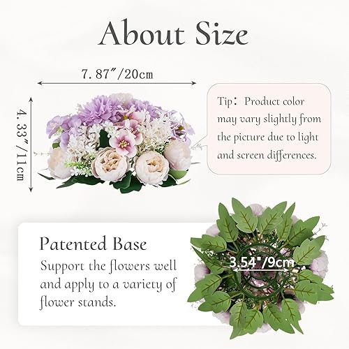 Miniatura 5 de Centros de mesa de bolas de flores para mesas 2 piezas de flores moradas para centros de mesa, arreglos florales, centro de mesa para boda, fiesta,