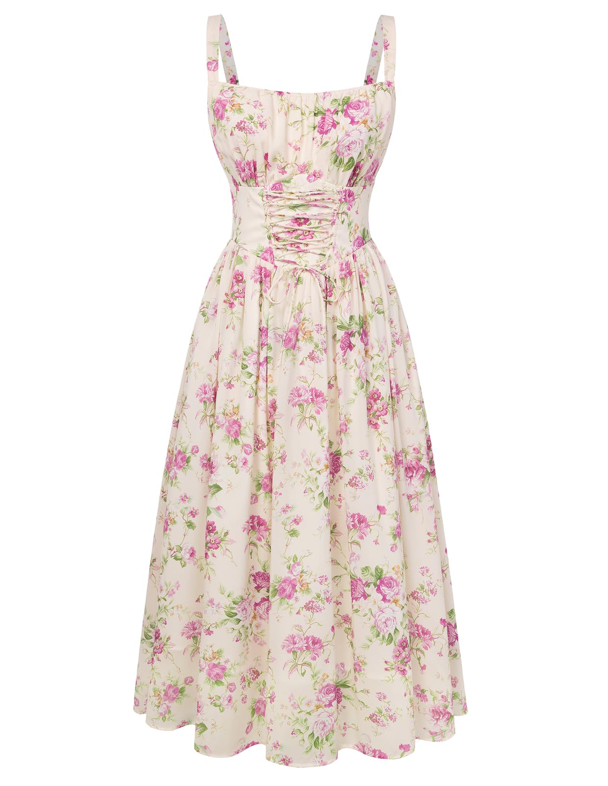 Scarlet Darkness Floral Dress for Women Wedding Guest Sundress with Pockets
