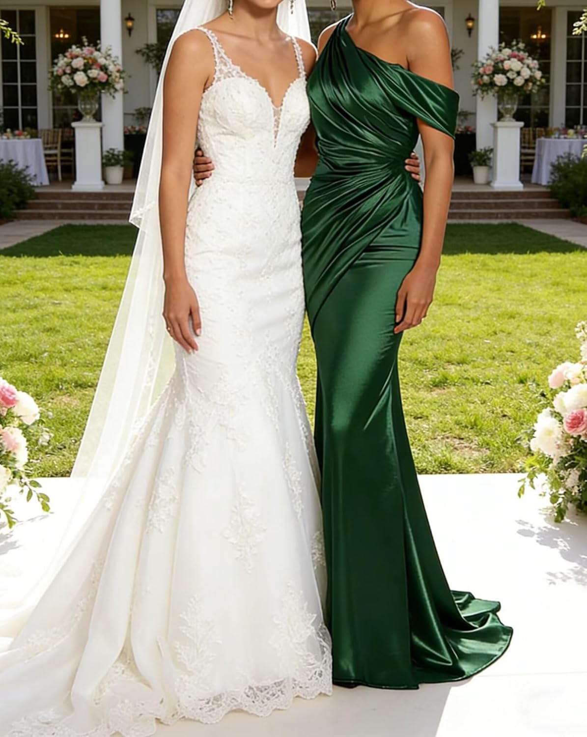 Women's One Shoulder Satin Bridesmaid Dresses Wedding Guest Dress Ruched Mermaid Formal Gown P48 - Image 6