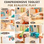 medoga Tool Bench for Kids Toy Play Workbench Wooden Tool Bench Workshop Workbench with Tools Set Wooden Construction Bench Toy for 3 4 5 Year Old Boys and Girls