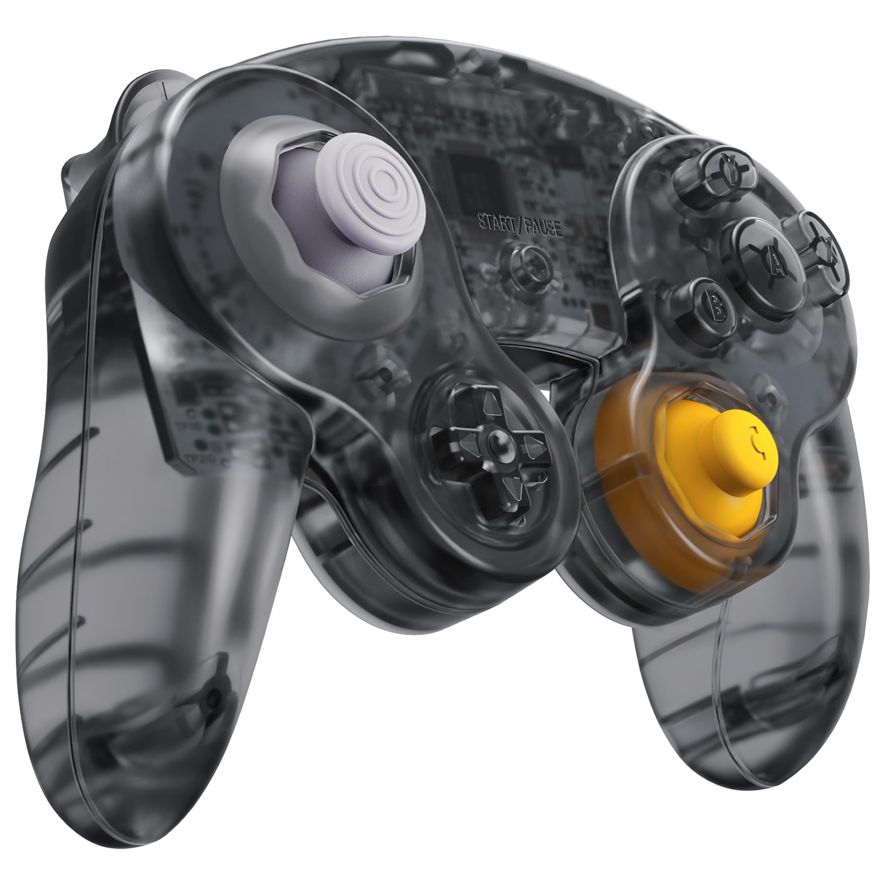 eXtremeRate Cover Scocca Tasti Ricambio per Nintendo Gamecube Controller,Custodia Grip Pulsanti Kit Shell Case per Nintendo Gamecube Joystick,Senza Controller-Trasparente Nero