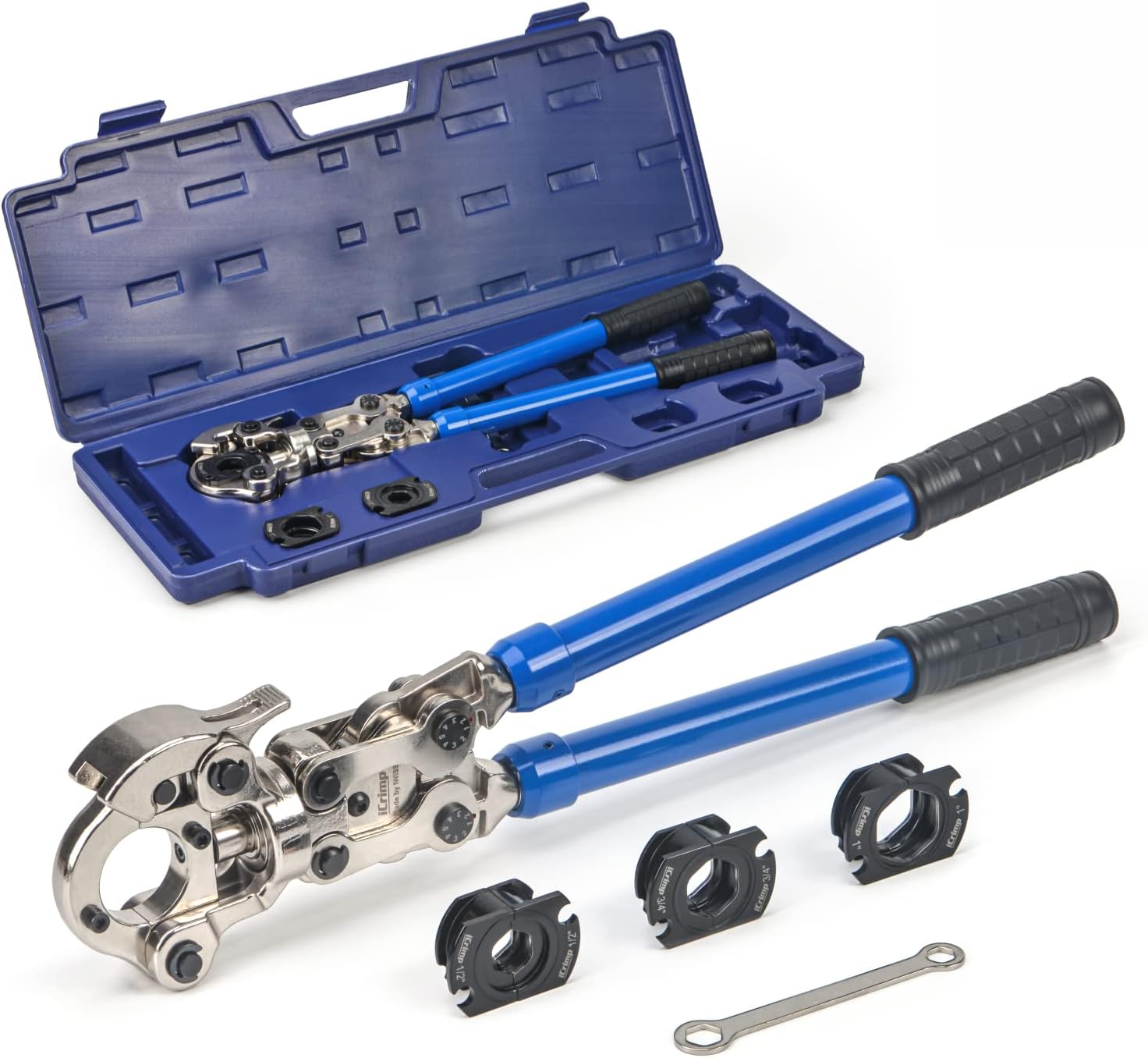iCrimp Copper Tube Fittings Crimping Tool with 1/2, 3/4 and 1-inch Jaws, Press Tool for ProPress Copper Fittings IWS-1632AF