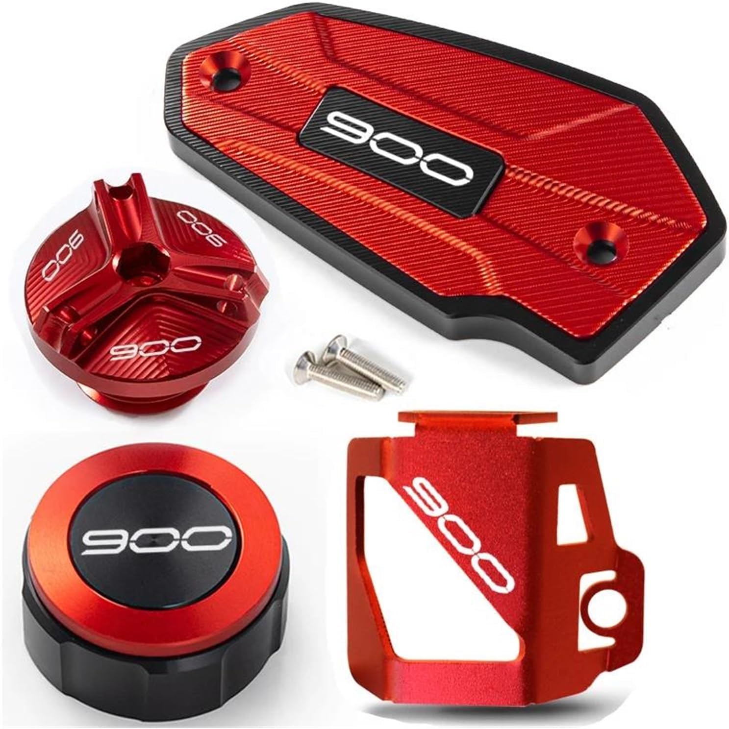 For Kawasaki Z900 Z 900 2017-2024 Motorcycle Accessories Front And Rear Brake Fluid Caps And Oil Filler Cap Protection(4PC Red)