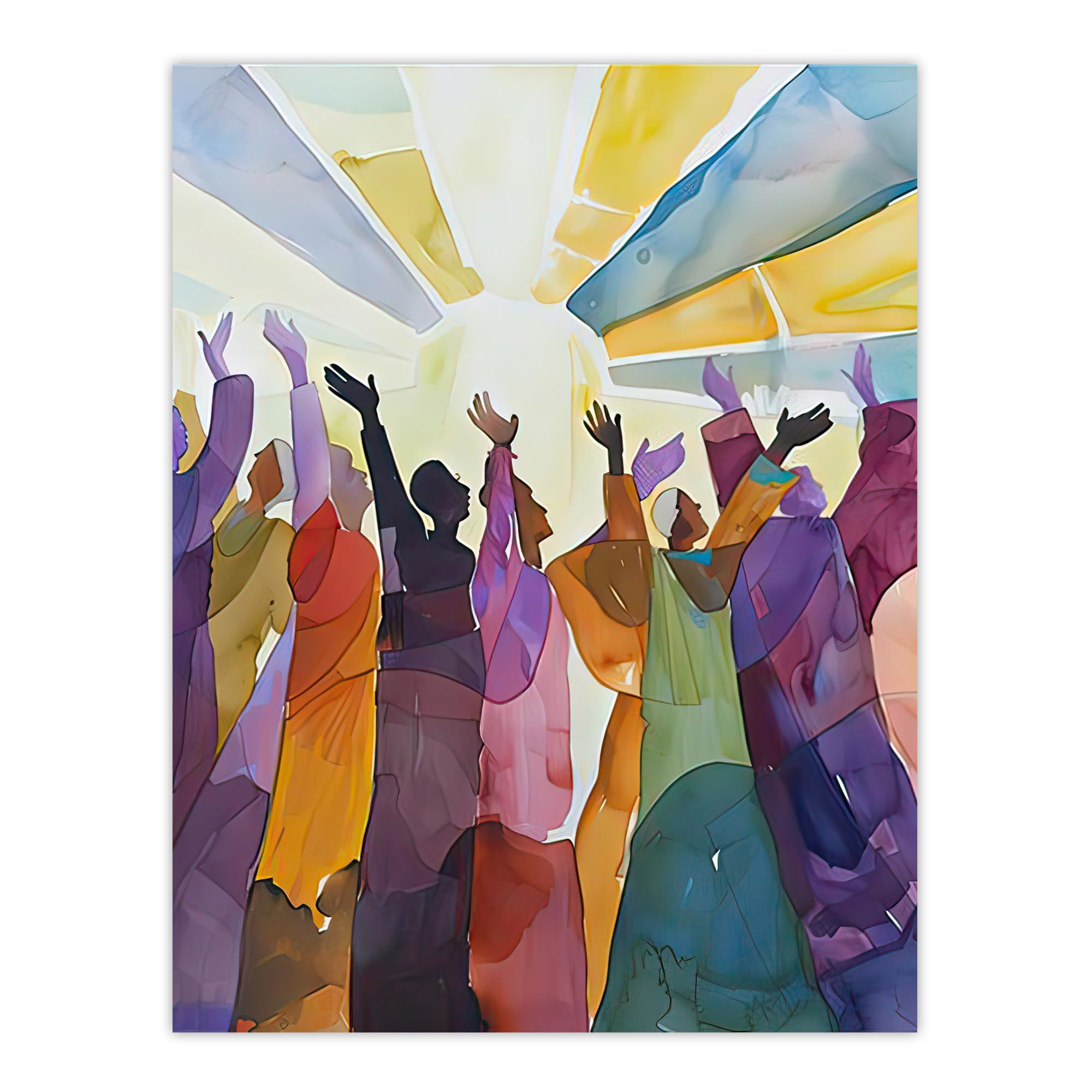 Artery8 Religious Choir Praise Stained Glass Watercolour Living Room Large Wall Art Poster Print Thick Paper 18X24 Inch