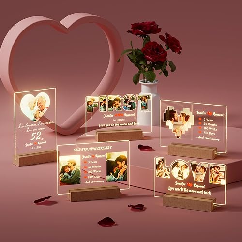 Miniatura 4 de Regalos para el día de San Valentín para él y ella, luz nocturna de amor personalizada con imagen, regalos de cumpleaños para novia, novio, regalos