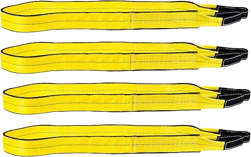 Miniatura 15 de Mytee Products Paquete de 2 eslingas de elevación de tela de 2 pulgadas x 12 pies, correas de elevación verticales de 6400 libras, ojales trenzados