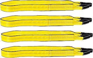 Mytee Products (4 Pack) 2" x8 ft Web Lifting Sling - 6400 LBS WLL Vertical - Polyester Heavy Duty Tow Lift Straps - Twisted Eyelets 2-Ply - Choker (5000# WLL) & Basket (12,800# WLL) Capacity