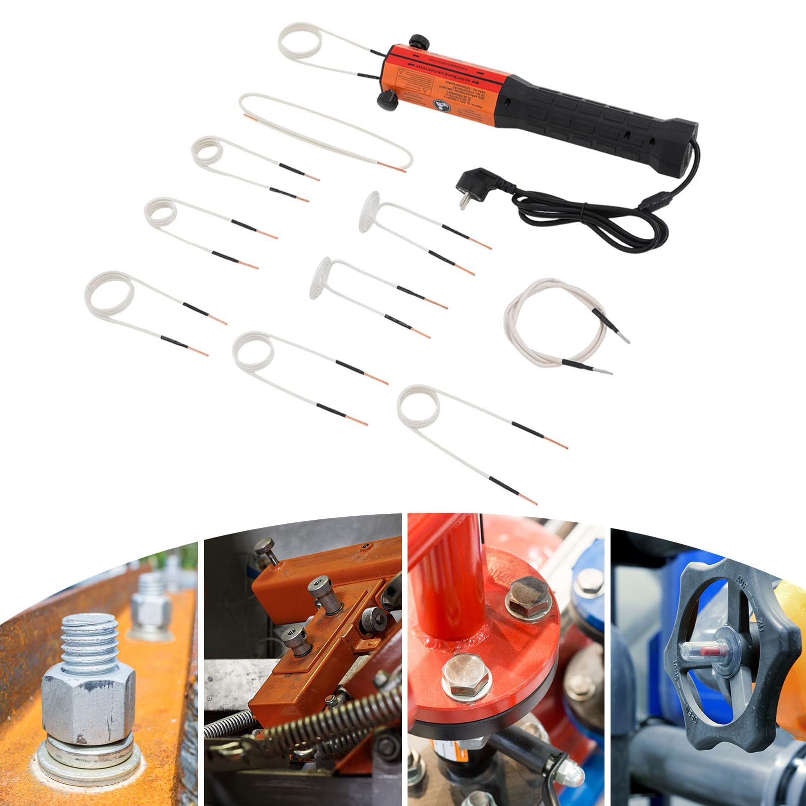 Riscaldatore a induzione, 230 V, 1300 W, riscaldamento a induzione, professionale, temperatura di riscaldamento: 800 °C, set di riscaldamento a induzione con 10 bobine e scatola di