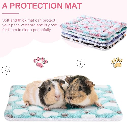 Miniatura 5 de Tuanse Paquete de 4 alfombrillas de cama de conejillo de indias, almohadilla de invierno para interiores cálidos de animales pequeños, colchoneta de