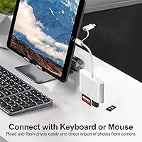 Vista 6 de Lector de Tarjetas SD Denlane para iPhone iPad Mac, Lector de Tarjetas de Memoria con Interfaz Dual USB C y Lightning, Adaptador de Cámara Digital a