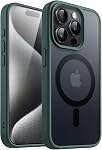 JETech Magnetic Case for iPhone 15 Pro 6.1-Inch Compatible with MagSafe, Translucent Matte Back Slim Shockproof Phone Cover (Dark Green)