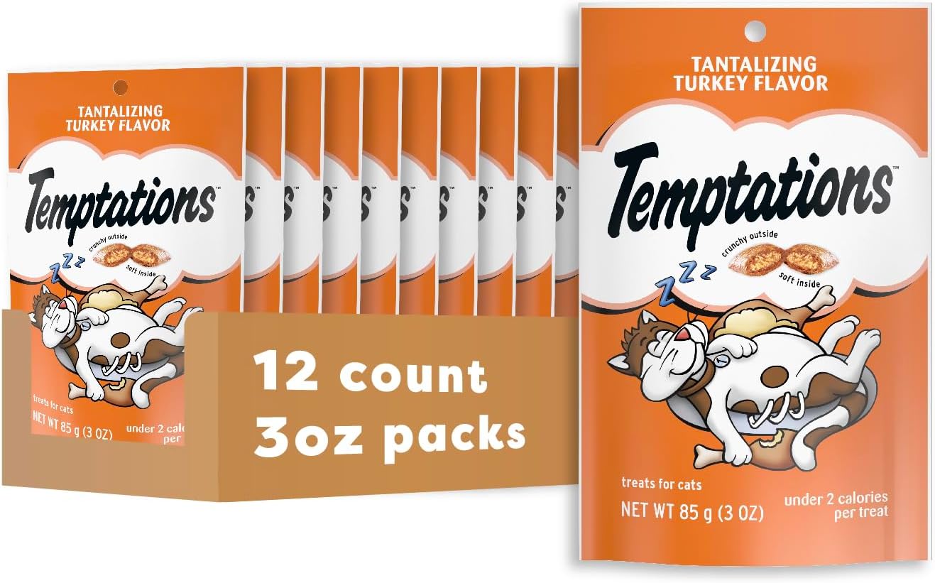 Cat Treats, Classic Crunchy and Soft Cat Treats, Tantalizing Turkey Flavor, 3 oz. Pouch (Pack of 12)