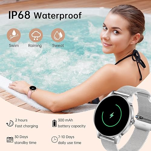 Miniatura 8 de Reloj inteligente para mujeres (responder/realizar llamadas), pantalla HD de 1.27" con monitor de frecuencia cardíaca/sueño, más de 130 modos