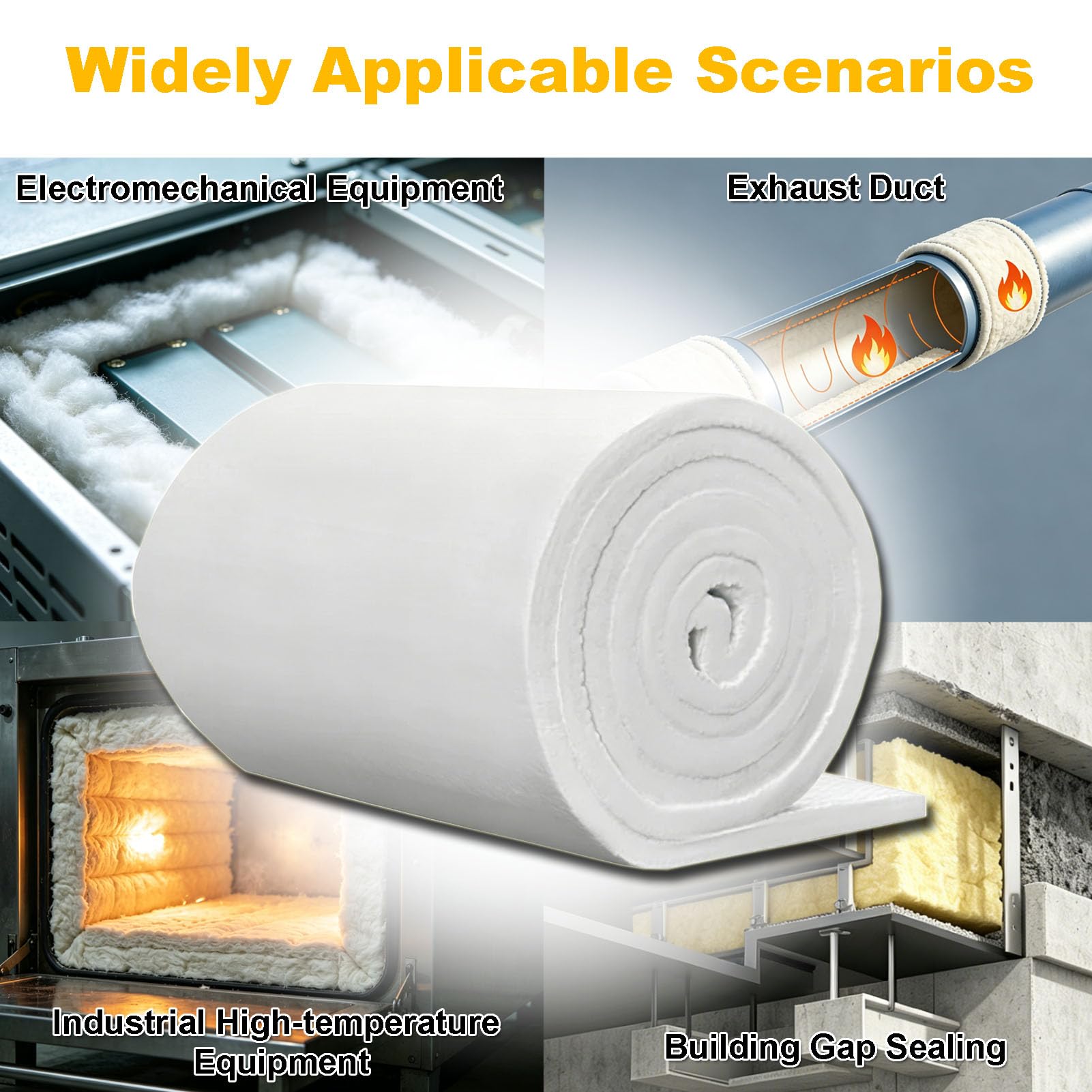 Coperta in Fibra Ceramica Isolante - Isolamento Termico e Ignifugo Senza Manutenzione per Forni e Stufe a Legna - Lana di Roccia ad Alta T(Size:5m * 0.61m * 30mm(196.85 * 24.02 * 1.18 inches))