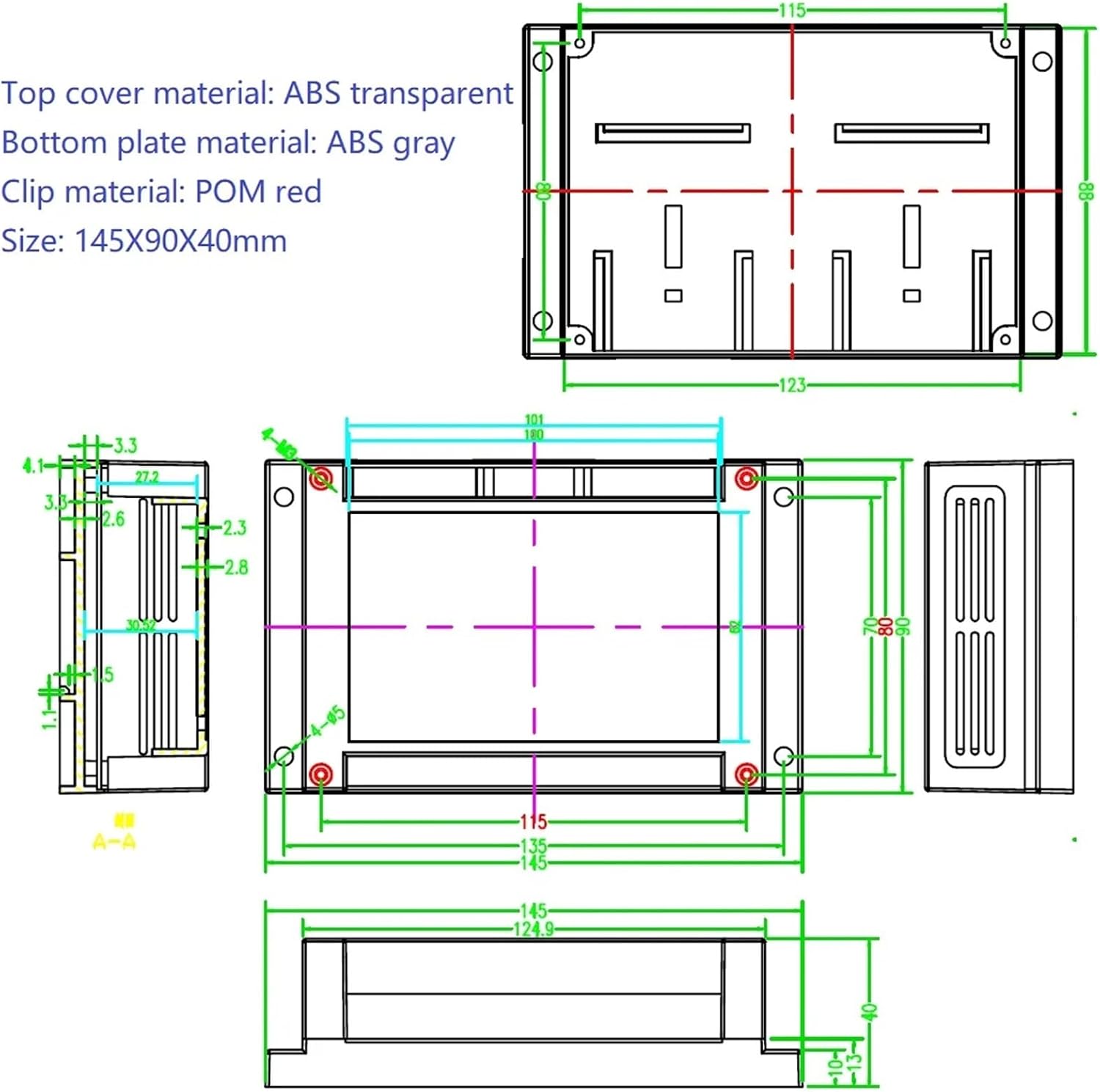30PIN ESP32 Devkit V1 Transparent Cover Din Rail Expansion Board DC 5V 12V 24V Power All Pin Led Out Module WiFi Smart Home DIY(with Box)