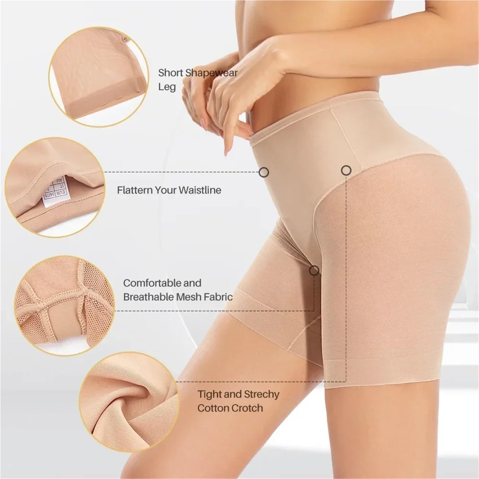 MMRTDJDR Majtki damskie w dużych rozmiarach Bielizna Szorty Shapewear Bezszwowe bokserki Majtki na brzuch z wysokim stanem