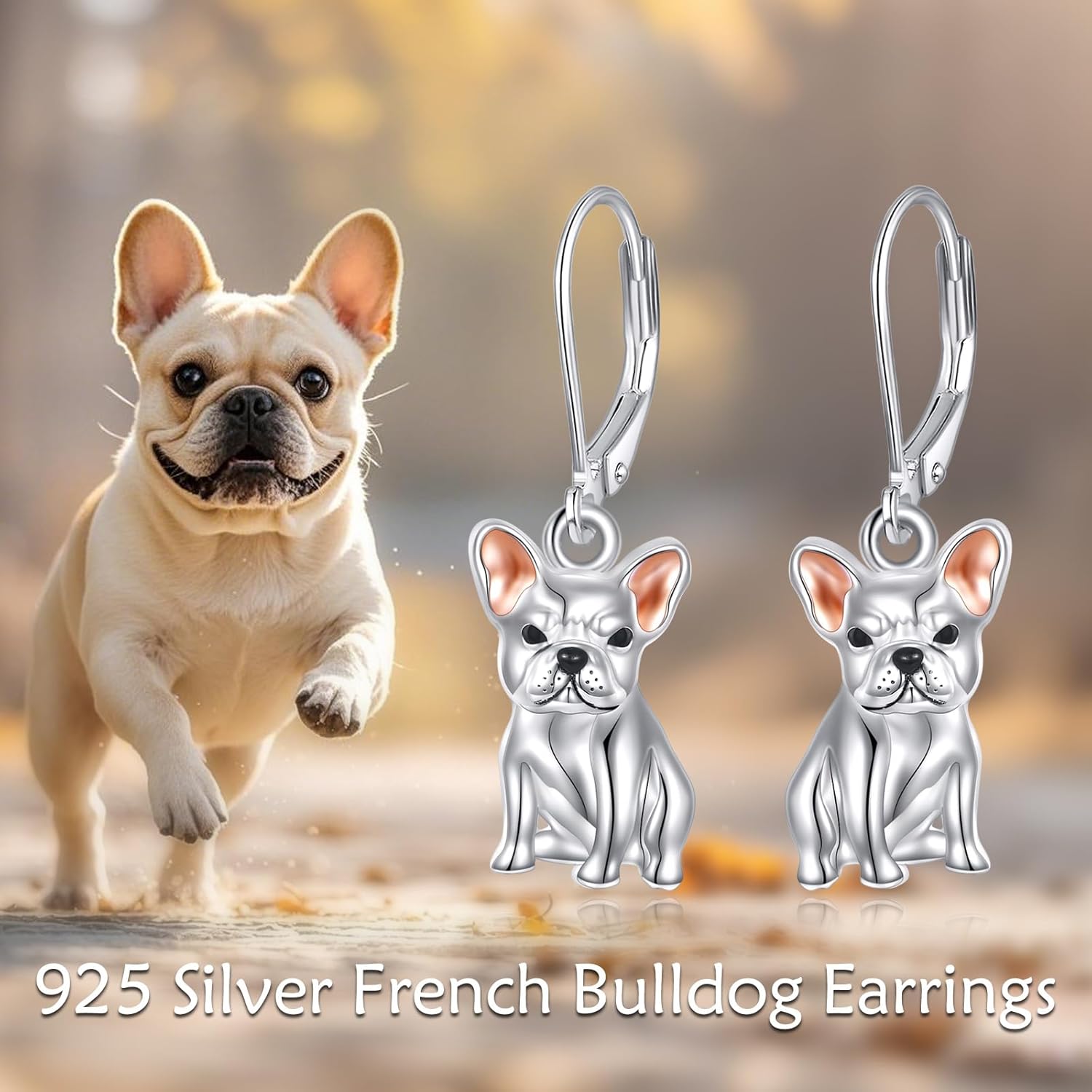 French Bulldog Gifts 925 Sterling Silver French Bulldog Dangle Drop Earrings Women Bulldog Jewelry Frenchie Gifts - Image 4