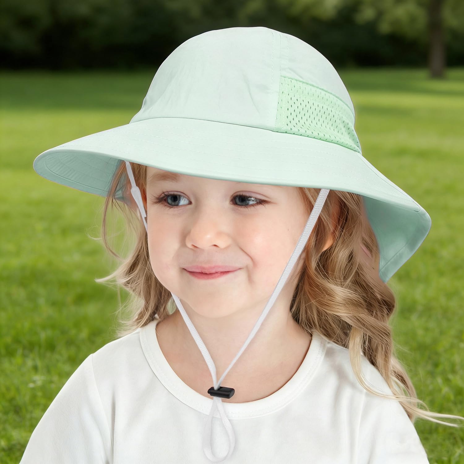 Malaxlx Baby Sonnenhut mit Nackenschutz UPF 50+ UV Schutz Breite Krempe Atmungsaktiv Sommerhut für Kinder Jungen Mädchen - 2