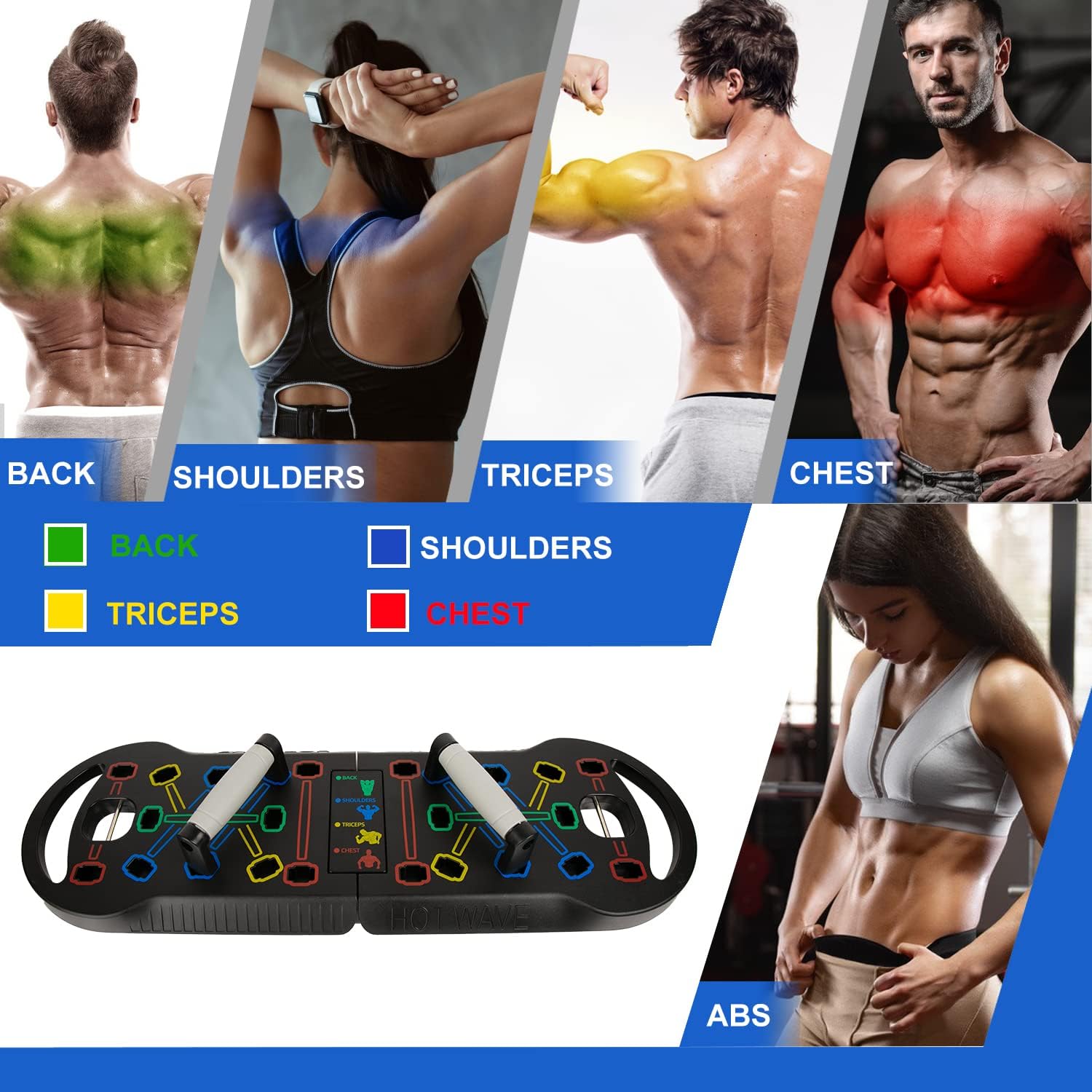 HOTWAVE Upgrade Push Up Board Fitness, Portable Foldable 20 in 1 Push Up Bar, Pushup Handles for Floor. Professional Strength Training Equipment For Man and Women