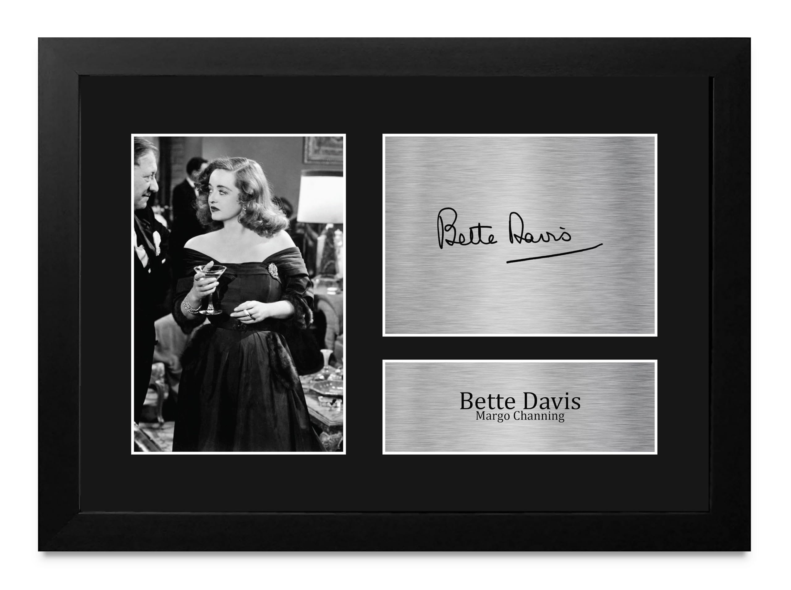 Autógrafo de Bette Davis enmarcado Todo sobre Eva recuerdo de película clásica A4 8