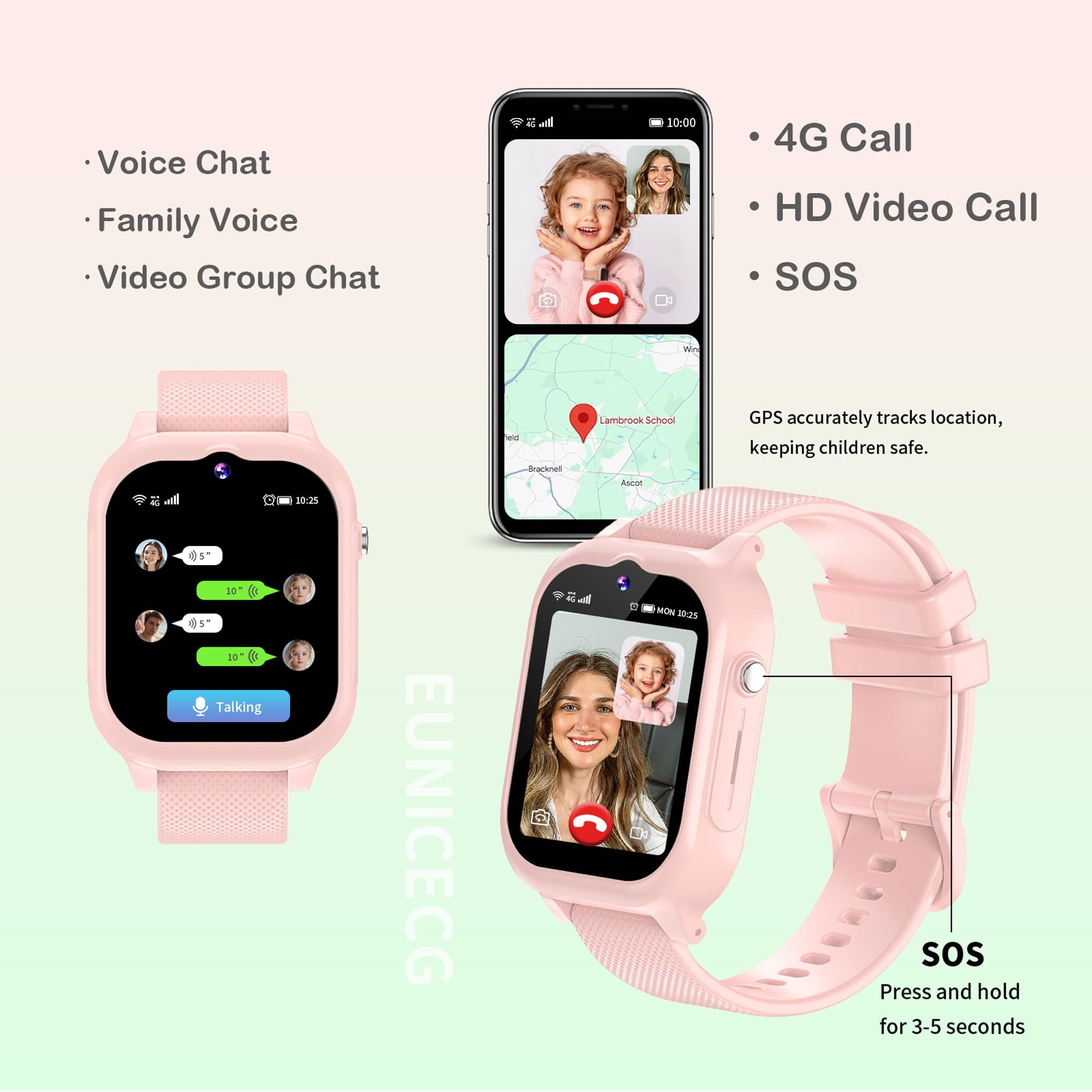 4G Smartwatch Dla Dzieci Chłopcy Dziewczynki Tracker GPS Telefon SOS Rozwołanie wideo Krokomierz Budzik HD Kamera Kalkulator Wodoodporne cyfrowe prezenty
