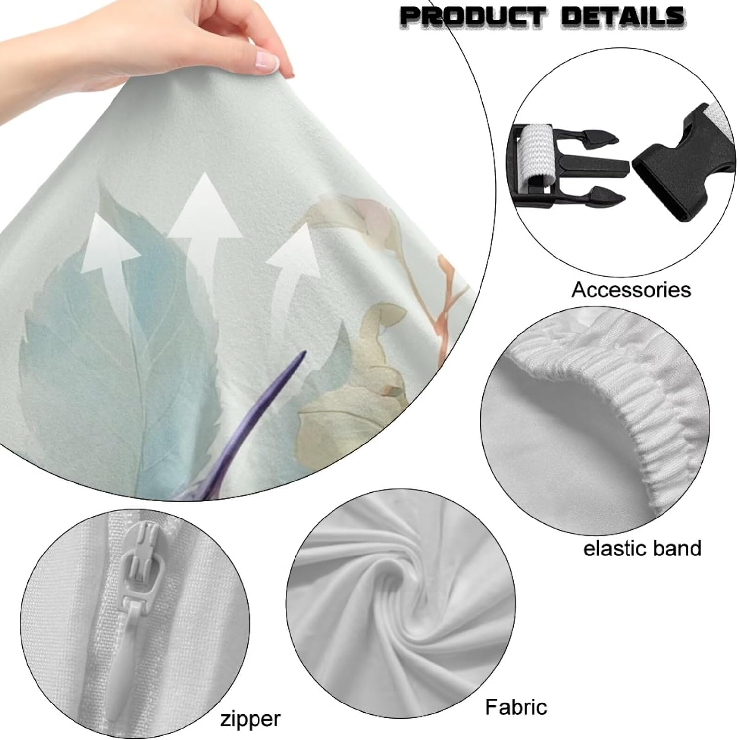 Hummingbird Magnolia Flower Gaming Chair Covers 4 Pieces Stretchable Office Desk Chair Cover Reusable Rotating Gaming Chair Protector Cover Gamer Room Decor image 4