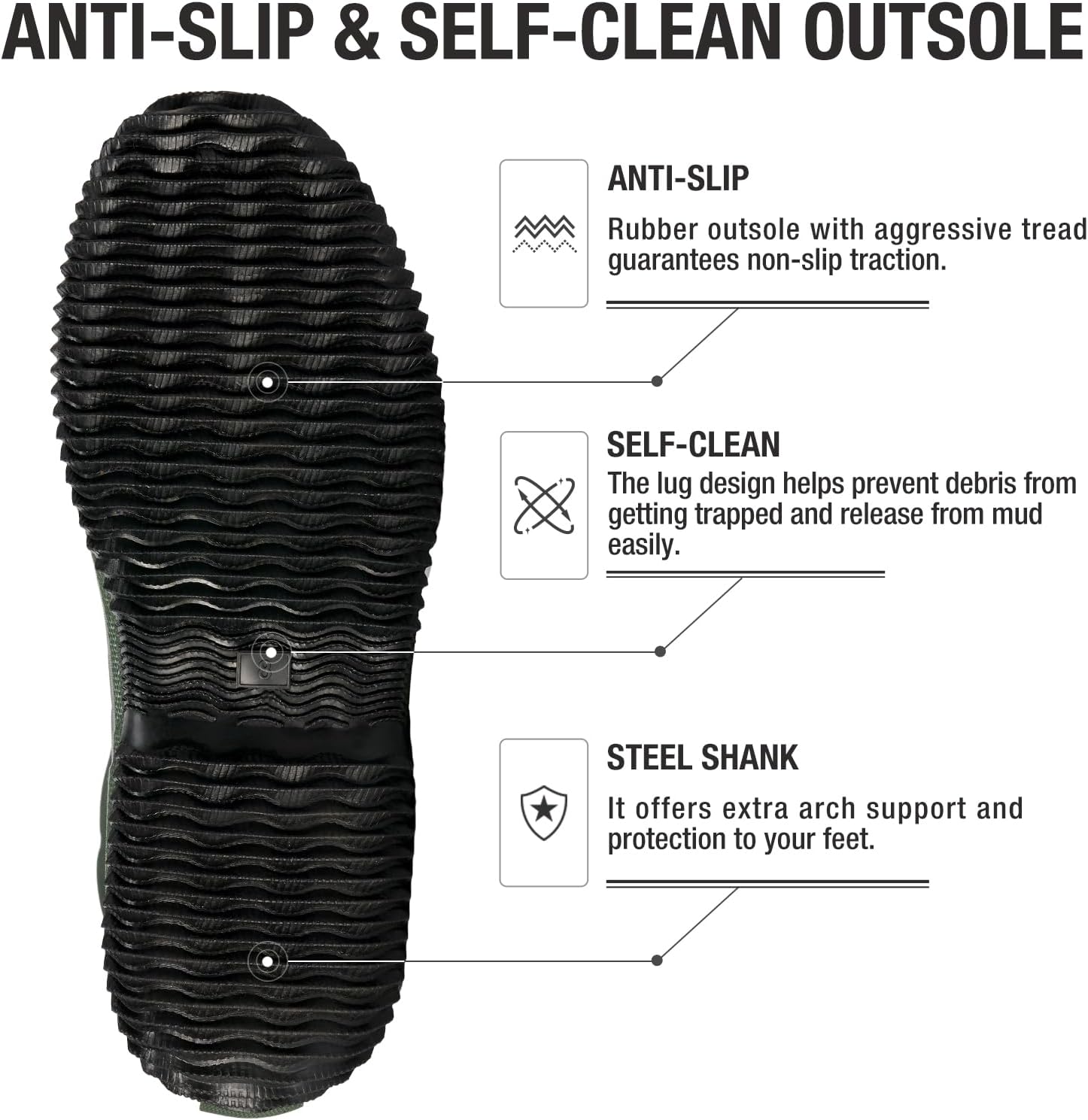 HISEA Classic Men’s Rainboot Neoprene Rubber Rain Boots for Men Waterproof with Adjustable Closure - Image 4