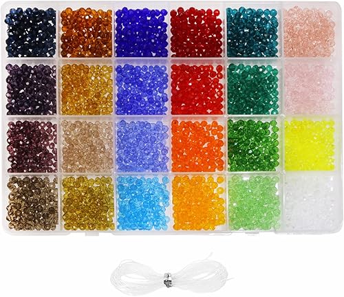 Shapenty 24 colores pequeños Briolette facetados Rondelle Cuentas de cristal a granel para pulseras, collares, aretes, joyería, manualidades,