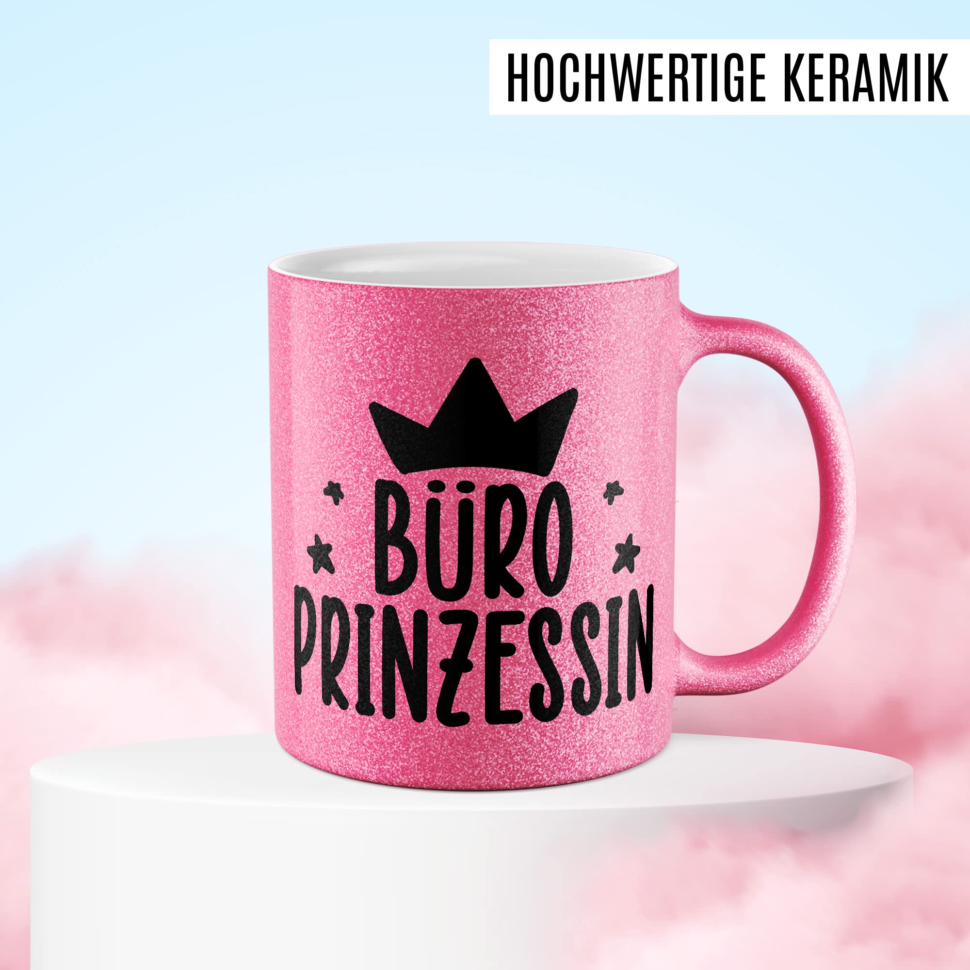 Büroprinzessin Tasse Büro Geschenkidee Humor Kaffeetasse Geschenk für Kollegin Kaffeebecher Witz Humor Arbeitskollegin Becher (Glitzer) Küche, Haushalt & Wohnen